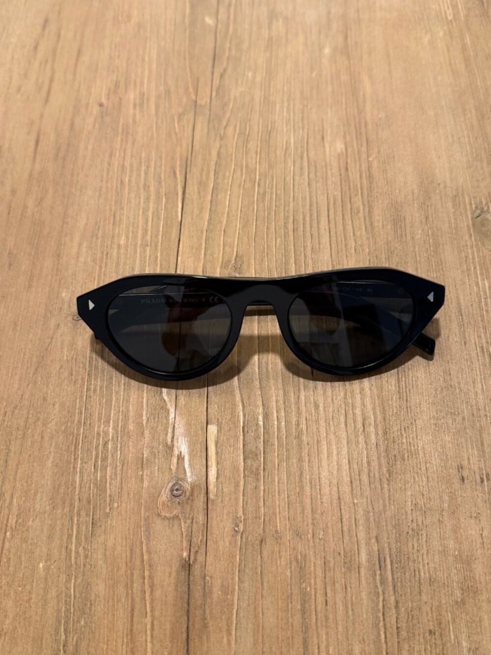 Prada SPR B15 Oval Sunglasses in Black – New with Case